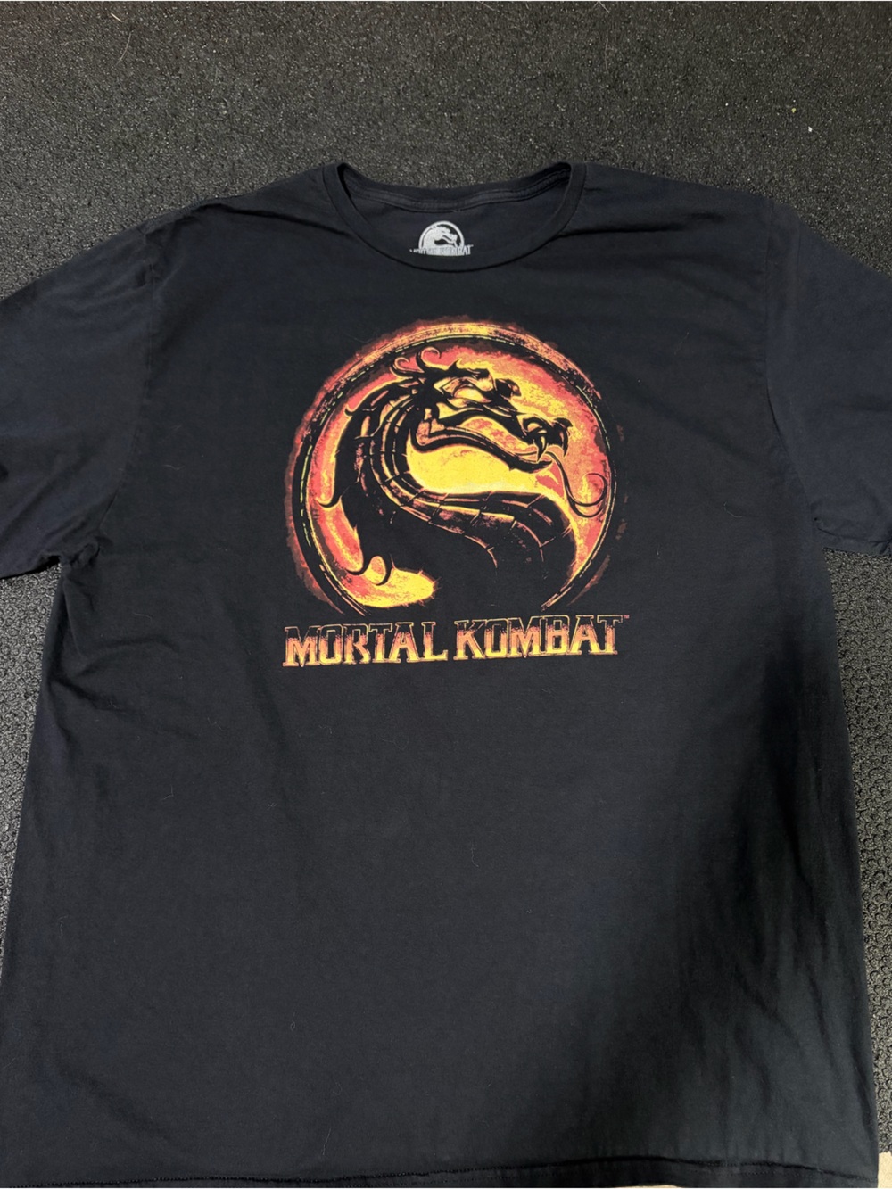 Mortal Kombat Black Graphic Tee - Yellow & Orange Logo